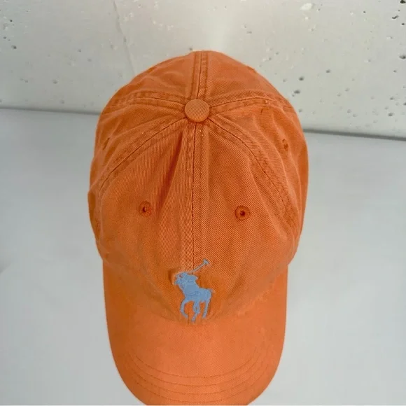 POLO Ralph Lauren Orange 100% Cotton Adjustable Hat Cap - Picture 5 of 14